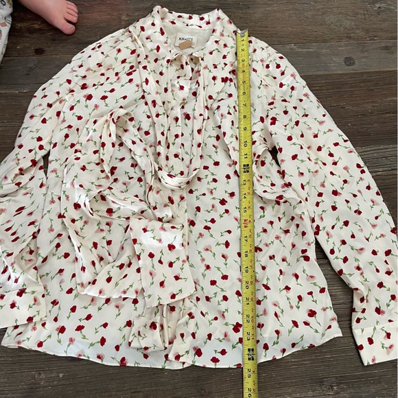 KHAITE Women's Floral Print Attached Scarf Blouse Size 2 - Picture 8 of 12